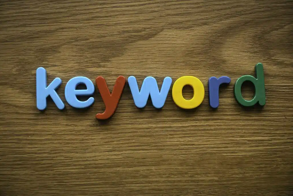 Colorful alphabet of word keyword.